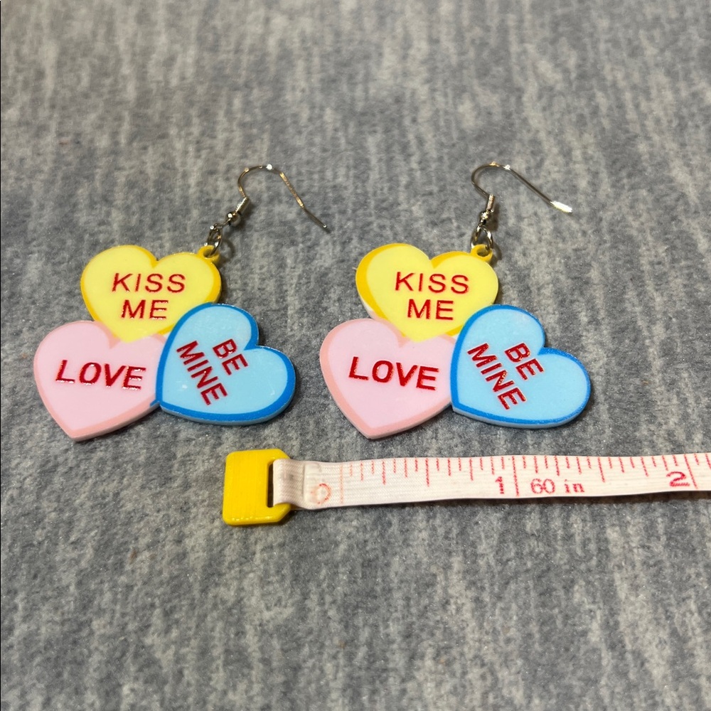 Earrings Valentine’s Day‎ conversation triple heart dangle light colorful new - Picture 5 of 5